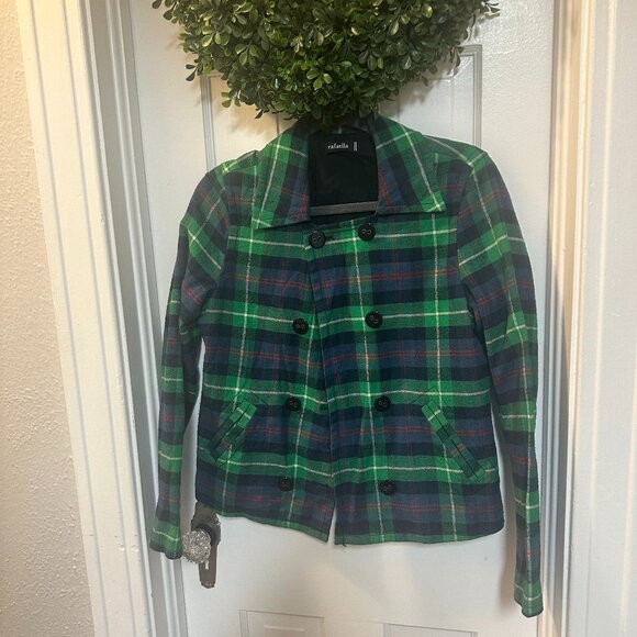 Rataella Green, Blue & White Plaid Blazer Jacket-Small - Picture 1 of 5